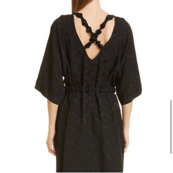 GANNI Belted Jacquard Print Black Midi Dress - Picture 5 of 16